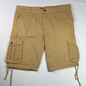 Guess Mens Tan Khaki Cargo Shorts Size 38 (Fits 40) Utility Tactical Drawstrings